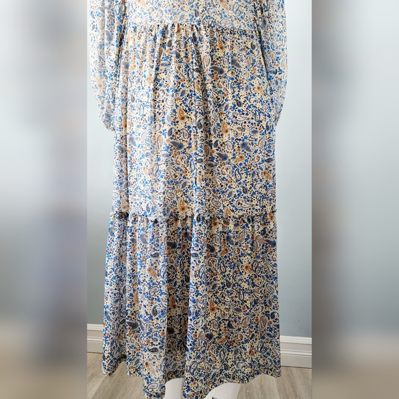 [X, 1X & 3X] DEX Plus Paisley Boho 3/4 Sleeve Midi Dress - Picture 12 of 14